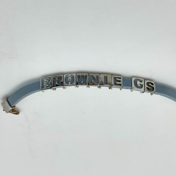 Girls Light Blue & Silvertone Brownie Girls Scout 6 inch  Slider Bracelet. - Picture 4 of 5